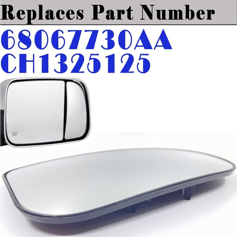 Papegia 68067730AA Passenger Side Lower Mirror Glass for Dodge Ram 2009-2020 - Image 3