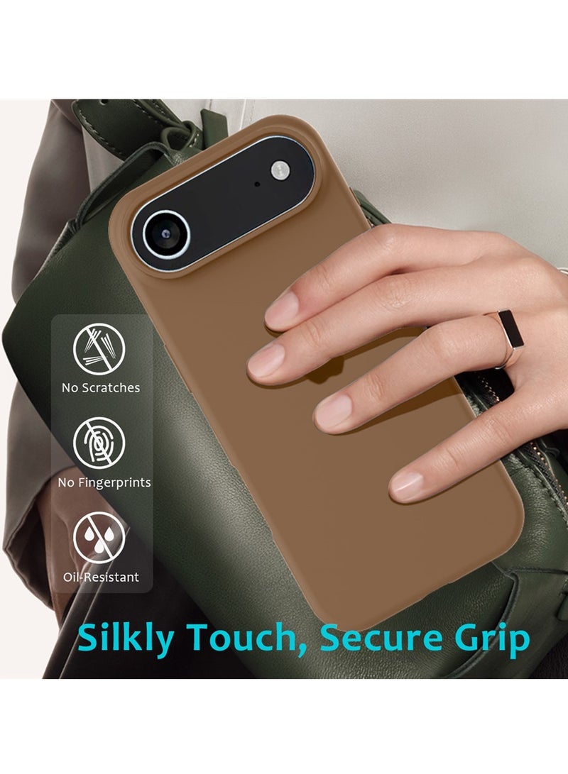 Wtech Apple iPhone Air 5G 2025 Luxury Premium Quality Liquid Silicone Case Cover (MCRPSN) - Dark Brown - Image 3