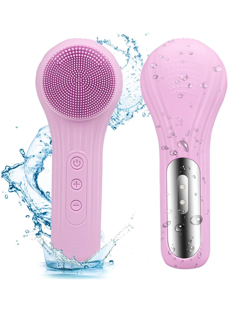 Generic Sonic Silicone Facial Cleansing Brush, Rechargeable Electric Face Scrubber for Women, Waterproof Face Wash Brush for Cleaning and Deep Cleansing and Exfoliating, Pink  - Image 1