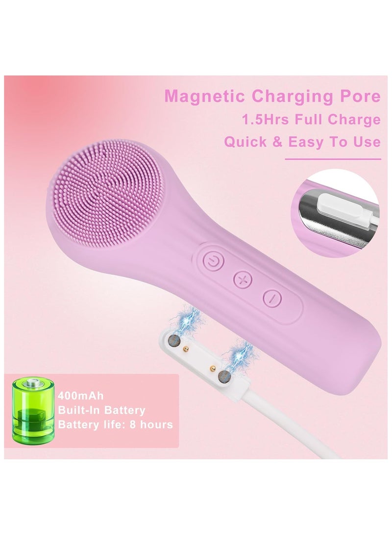 Generic Sonic Silicone Facial Cleansing Brush, Rechargeable Electric Face Scrubber for Women, Waterproof Face Wash Brush for Cleaning and Deep Cleansing and Exfoliating, Pink  - Image 5