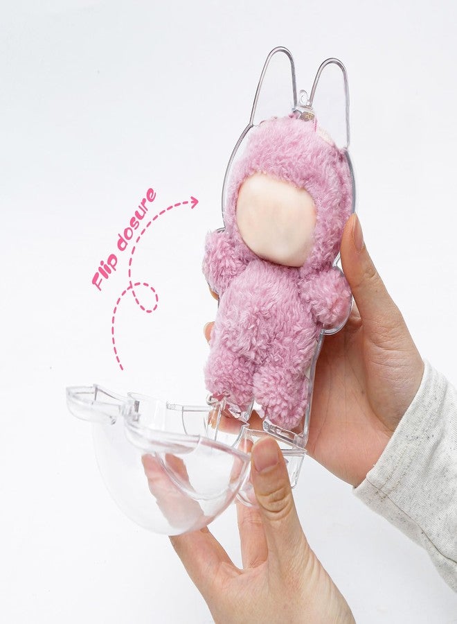 Moruiero 2PCS Protective Case for LABUBU, Clear Figure Display Bag with Keychain for Doll(Doll Excluded, 2PCS Style Standing) - Image 4
