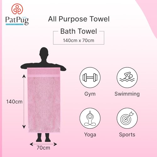 PatPug 100% Indian Ultra Soft Cotton 380 GSM Highly Absorbent, Fade Resistant Large Bath Towel (Sweet Pink) - Image 4
