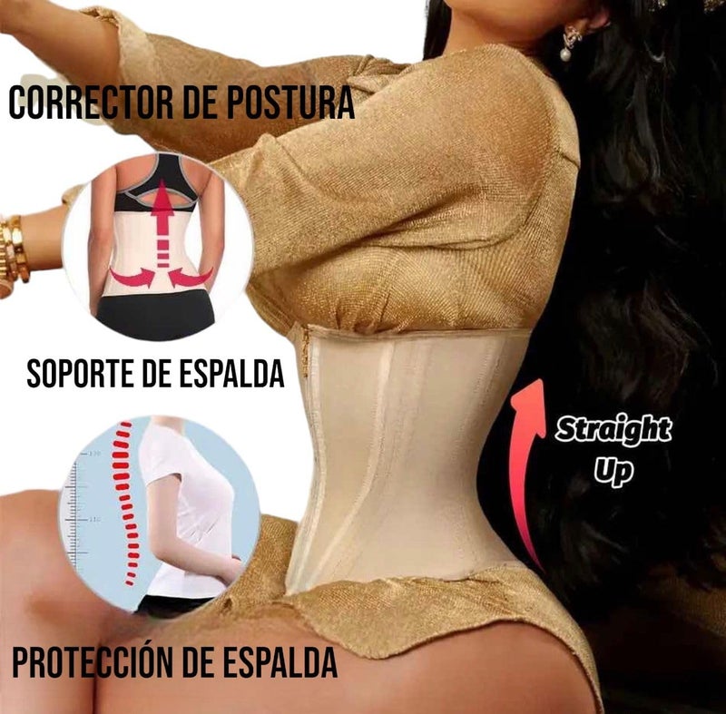 Exercise waist cincher with 3-row zipper, hourglass shaping belt for women, latex body shaper - Image 5