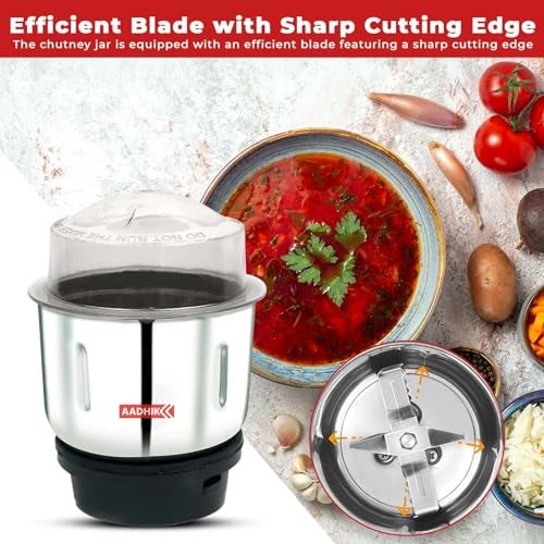 AADHIK Mixer Jar 400 ml Chutney Jar, Quality Stainless Steel Blades, Suitable for All mixer Grinder With 4 Teeth Lock- Pack Of 1 - Image 4