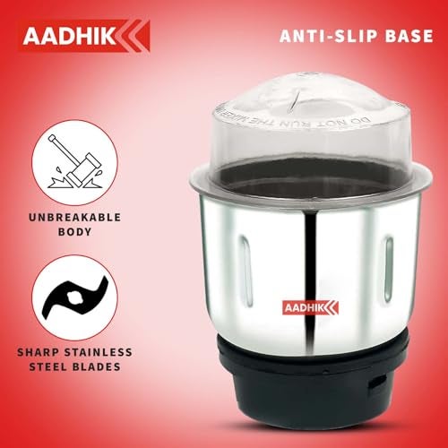 AADHIK Mixer Jar 400 ml Chutney Jar, Quality Stainless Steel Blades, Suitable for All mixer Grinder With 4 Teeth Lock- Pack Of 1 - Image 5