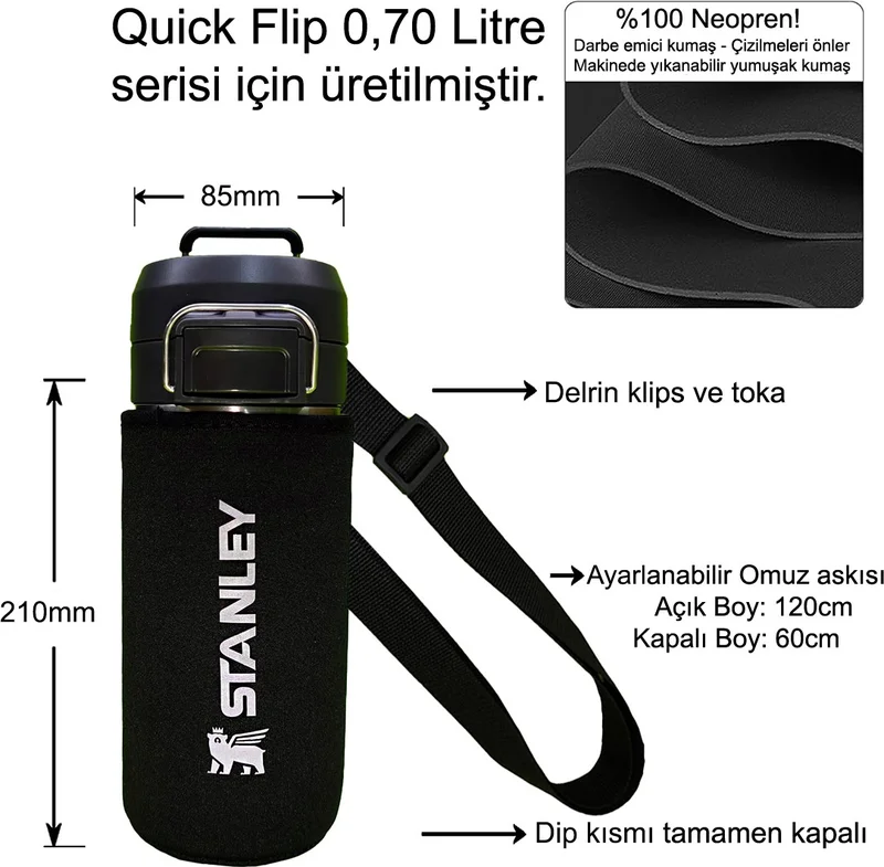 ستانلي Neoprene Thermos Case and Shoulder Strap - Quick Flip 0.70 Lt