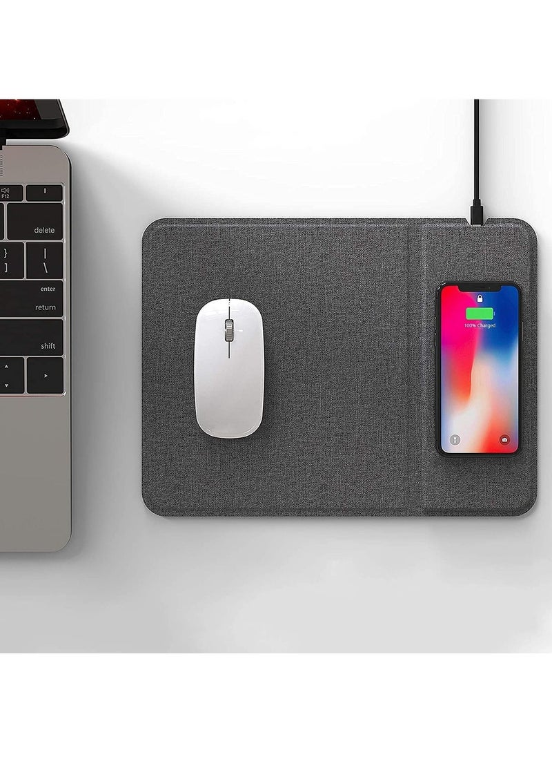 Excefore - Fast Wireless Charging Mouse Pad 15W Qi Certified Fabric Case Friendly Large Wireless Charger Gaming Mouse Mat for iPhone 14/13/12 Pro/Xs/X/8/11 Samsung S10 Note 10 Gogle Pixel 4/3 XL - Image 1