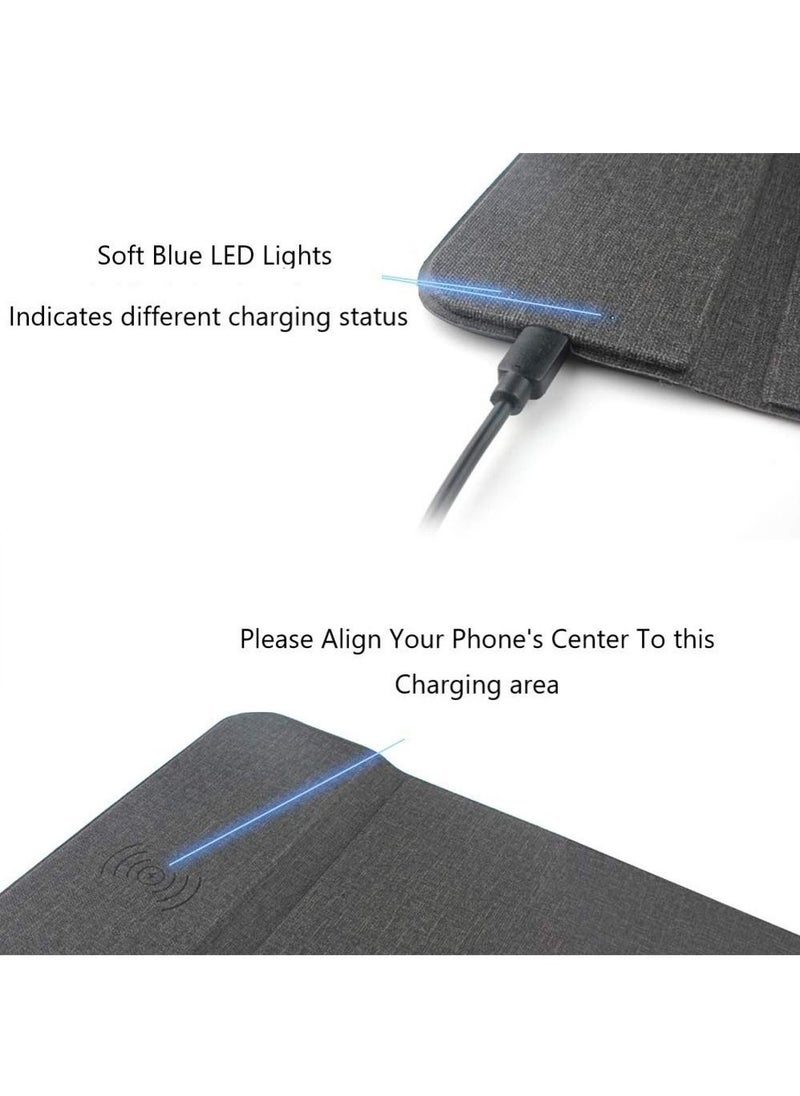 Excefore - Fast Wireless Charging Mouse Pad 15W Qi Certified Fabric Case Friendly Large Wireless Charger Gaming Mouse Mat for iPhone 14/13/12 Pro/Xs/X/8/11 Samsung S10 Note 10 Gogle Pixel 4/3 XL - Image 1