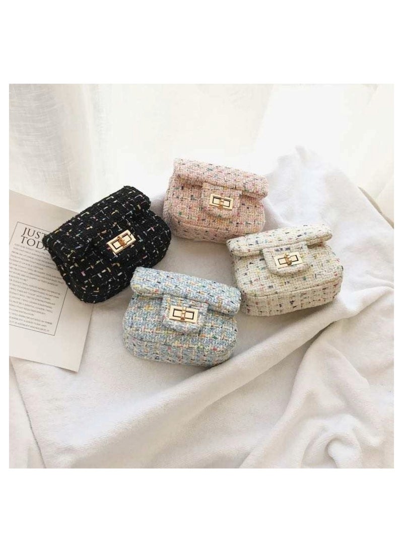 Lion Llama - Tweed mini crossbody Black bag for girls - Image 1