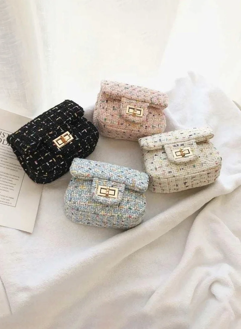 Lion Llama Tweed mini crossbody Black bag for girls