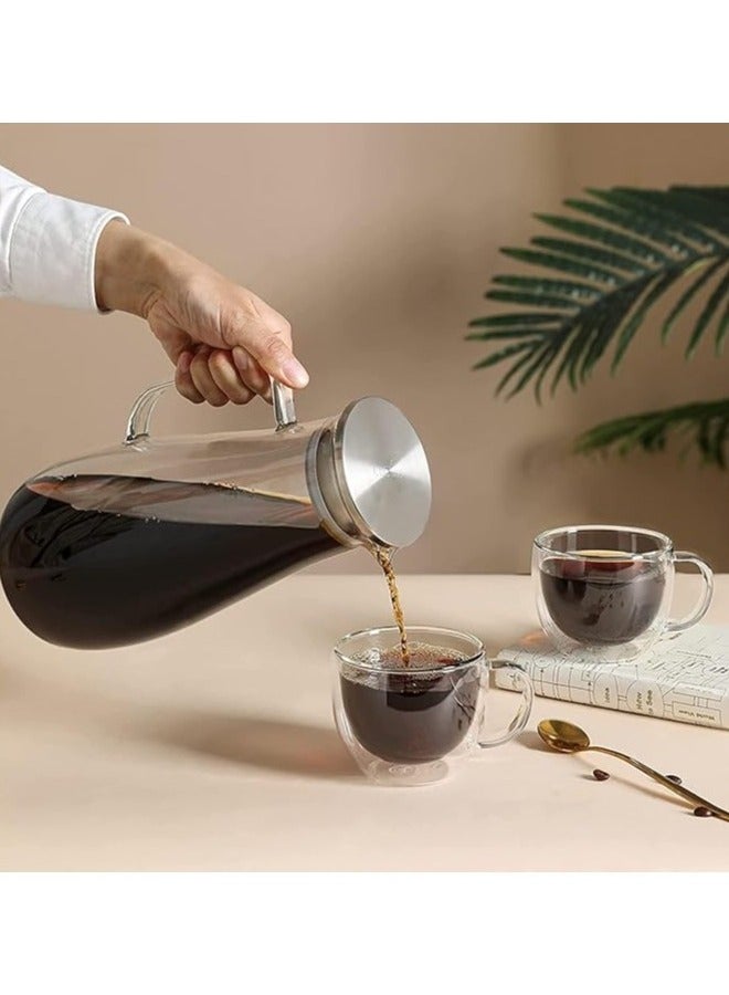 Eco-neutral Espresso cups set of 2 Kahwa cups with 2 bamboo coasters coﬀee cups are double walled vacuum insulated and made from borosilicate glass Packed in a gift box - Image 4