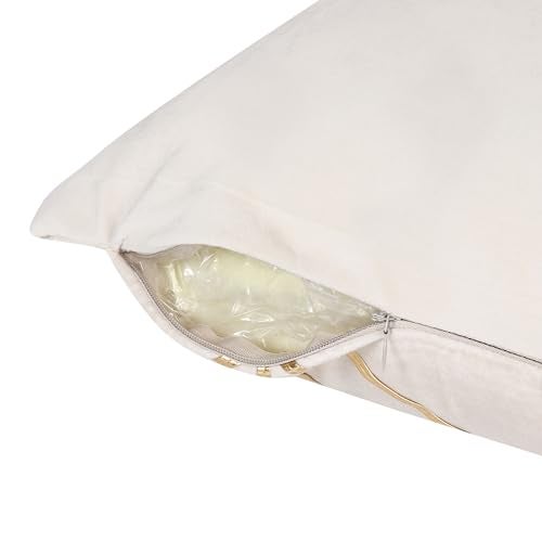 NIVKART Cushion Covers 16 inch x 16 inch Set of 2|Throw/Pillow Cushion Covers - (Cream)|Decorative Velvet Golden Leather Embroidery Cushion Covers| Bed Pillow Soft Cushion Covers - Image 5
