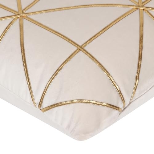 NIVKART Cushion Covers 16 inch x 16 inch Set of 2|Throw/Pillow Cushion Covers - (Cream)|Decorative Velvet Golden Leather Embroidery Cushion Covers| Bed Pillow Soft Cushion Covers - Image 4