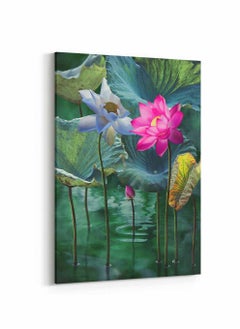 LOWHA Framed Canvas Wall Art Stretched Over Wooden Frame, Lotus In Lake Painting, For Home, Living Room, Office Decor  - Image 5