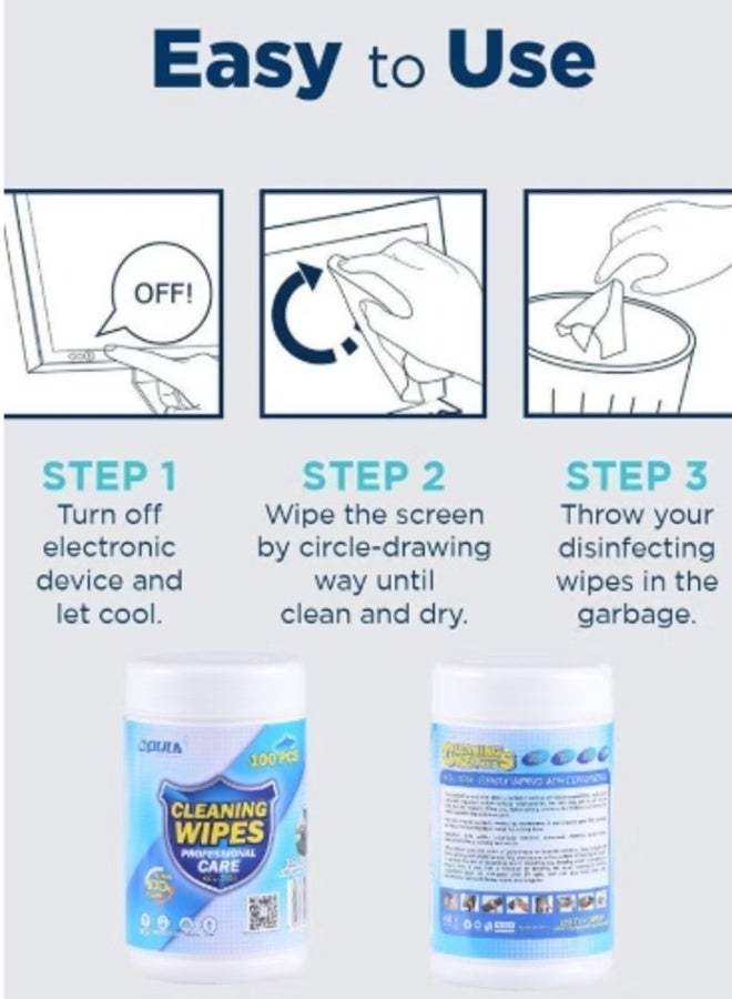 Opula Screen Cleaning Antibacterial Wipes 88Pcs,Monitor Wipes Pre-Moistened Computer Screen Wipes Electronics Cleaning Wipes for Camera Smart Watch Eyeglasses Tablets Lenses Laptop Screen Phones TV LCD Cleaner Wipes - Image 4