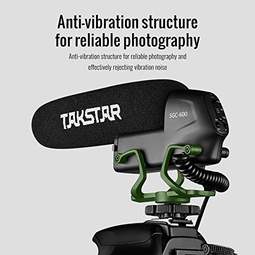 TAKSTAR SGC-600 On-Camera Condenser Interview Microphone 3.5mm Plug with Windscreen Cold Shoe Mount Compatible with Canon Nikon Sony DSLR Cameras Camcorders - Image 2