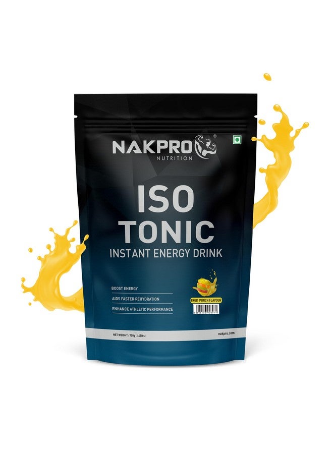NAKPRO Isotonic Instant Energy Drink | 482mg Electrolytes, 128g Energy, 340mg BCAA per serving, Instant Hydration Electrolytes (750g, Fruit Punch) - Image 1