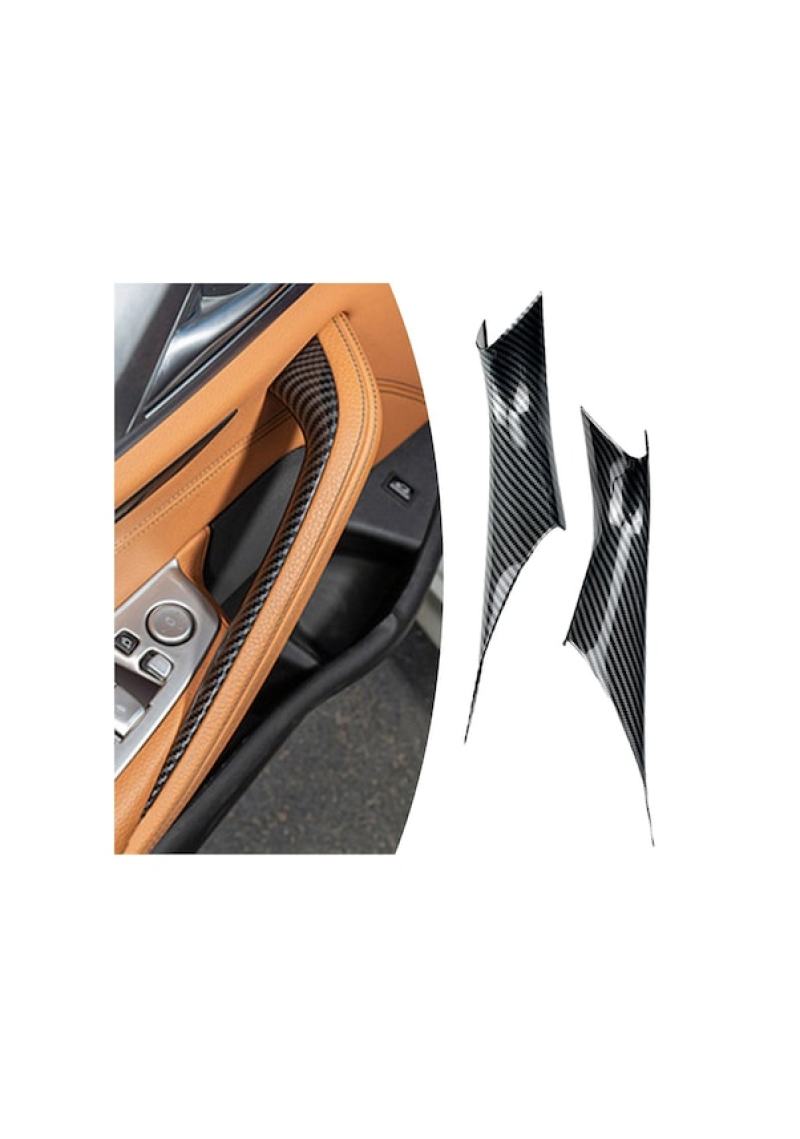Inner Armrest Cover: Black Carbon Fiber - Left Right Fit for BMW G30 G38 2018 - Image 2