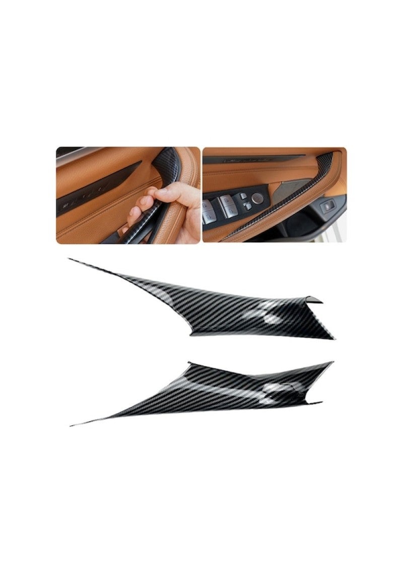 Inner Armrest Cover: Black Carbon Fiber - Left Right Fit for BMW G30 G38 2018 - Image 3