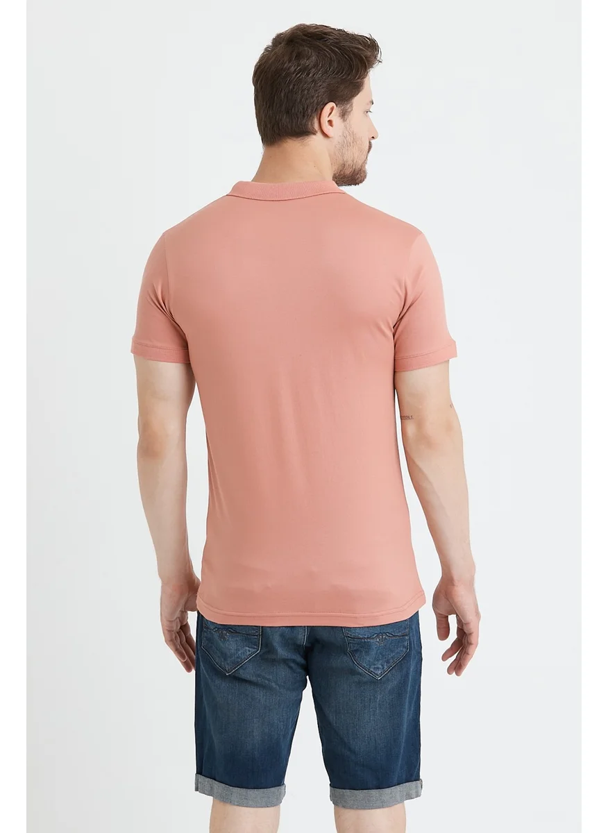 MRS Clothing Palm Men's Powder Polo Collar T-Shirt with Embroidery Detail