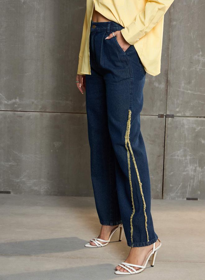 ساسافراس جينز نسائي مستقيم بخصر مرتفع من ساسافراس مزين بالشرابات - Image 3