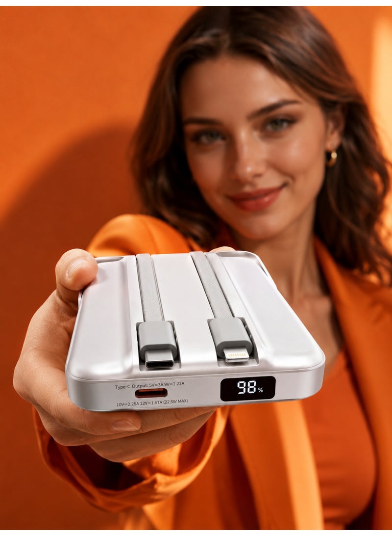 FIFTH ELEMENT FUSION 10000mAh 3-in-1 MagSafe Power Bank with Foldable Stand, 20W PD & 15W Wireless Charging – White - Image 4