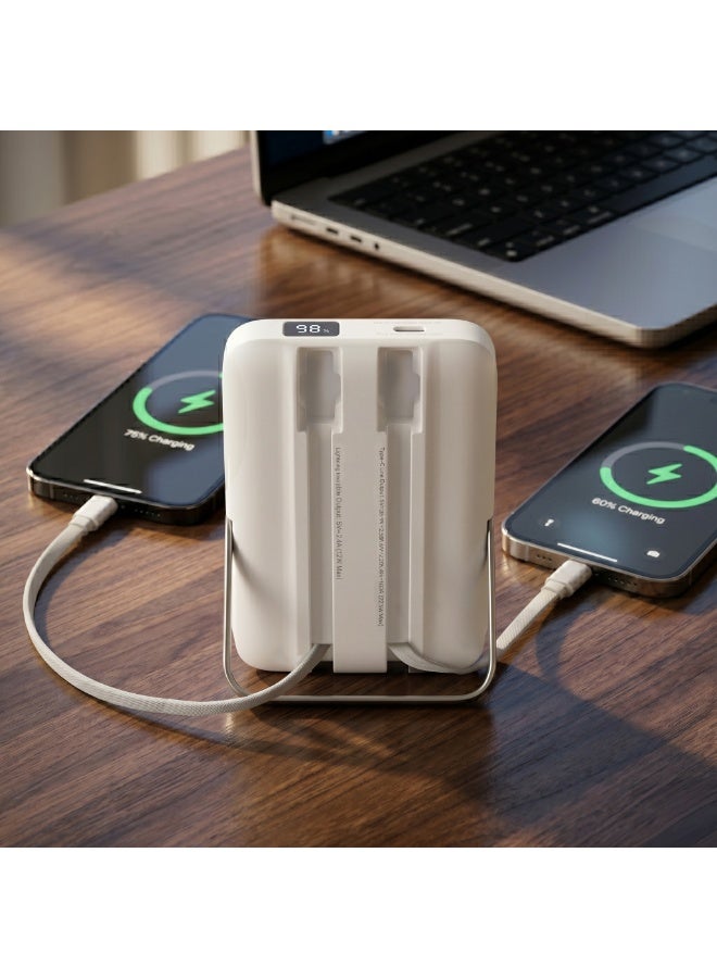 FIFTH ELEMENT FUSION 10000mAh 3-in-1 MagSafe Power Bank with Foldable Stand, 20W PD & 15W Wireless Charging – White - Image 3