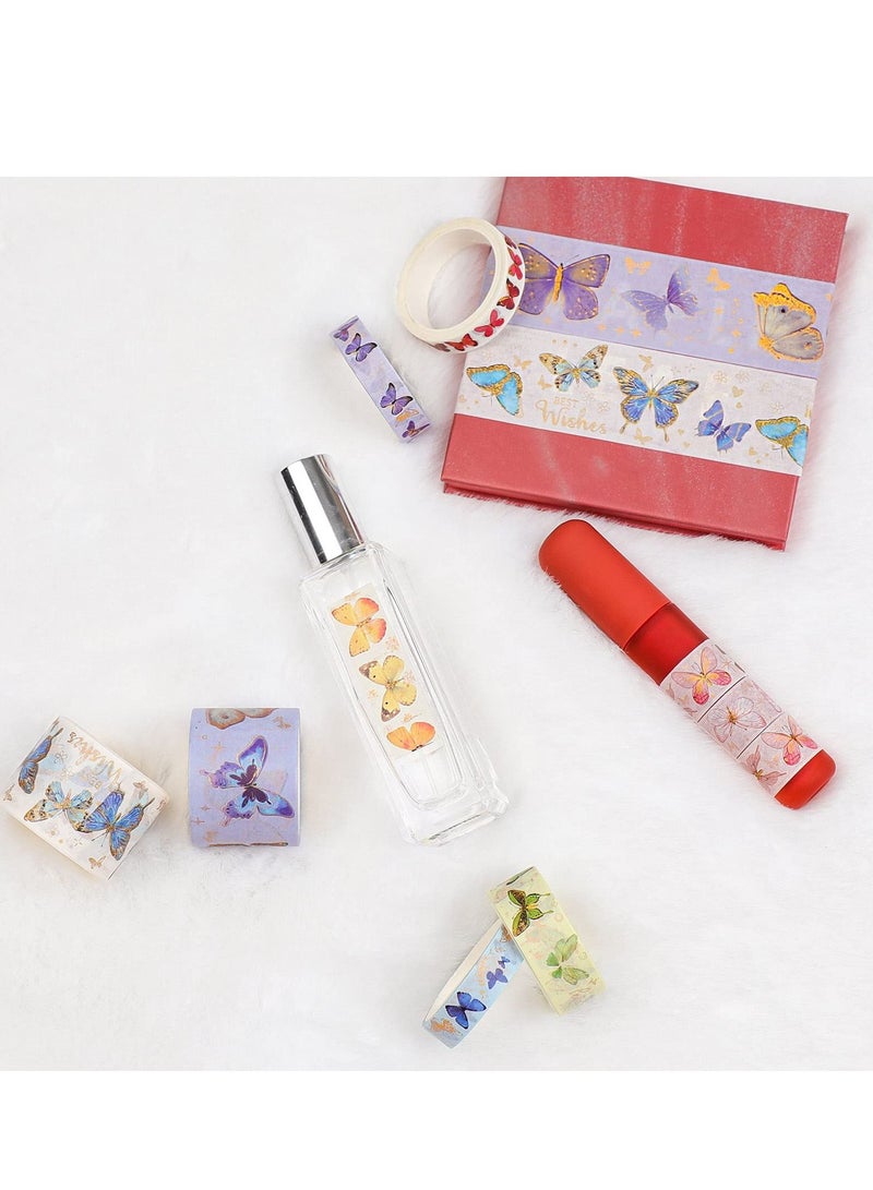 KASTWAVE Colorful Butterfly Washi Tape, Gold Foil Washi Art 5 Sizes Decorative Scrapbook DIY Decor and Craft Gift Wrap for Bullet Journal, Scrapbook, Kids DIY Crafts (10 Rolls) - Image 4