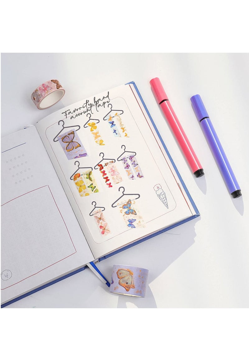 KASTWAVE Colorful Butterfly Washi Tape, Gold Foil Washi Art 5 Sizes Decorative Scrapbook DIY Decor and Craft Gift Wrap for Bullet Journal, Scrapbook, Kids DIY Crafts (10 Rolls) - Image 3