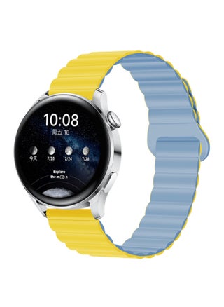 For Huawei GT4/gt3/Samsung Watch4PRO Two-color Silicone Magnetic Loop 20/22mm Watch Band-Color:32# Light Yellow With Mist Blue-Specifications:22MM - pzsku/ZCF4B6938476E33C10CE4Z/45/1746215497/ded935d8-9661-4b81-a768-9a278ccd08ff