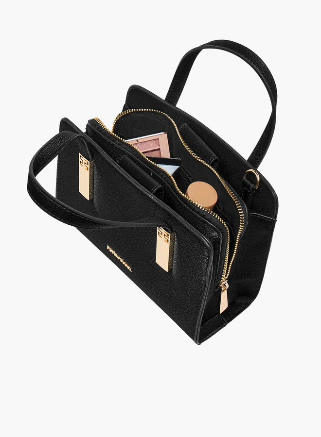 Flora Bella By Shoexpress Solid Tote Bag with Double Handle and Zip Closure