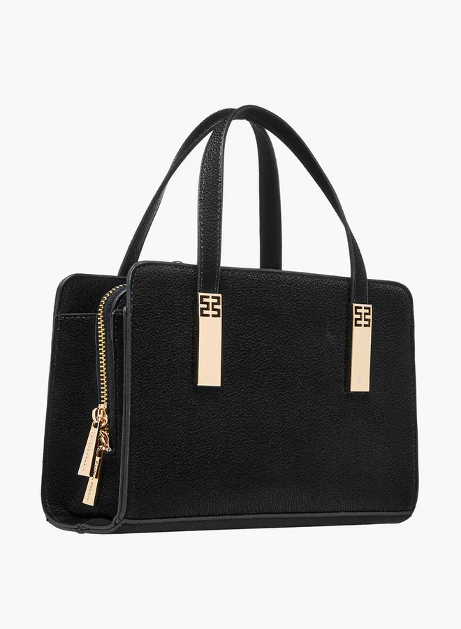 Flora Bella By Shoexpress Solid Tote Bag with Double Handle and Zip Closure