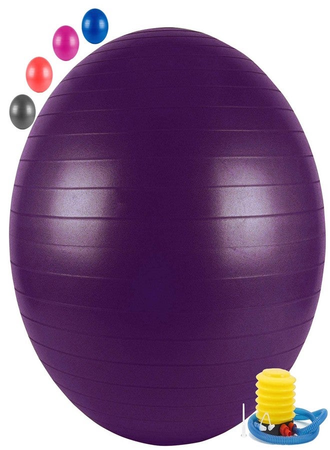 CARTIFY Anti-Burst Exercise Gym Ball with Pump, Anti-Slip Balance Stability Ball, Heavy Duty Fitness Yoga Ball, Extra Thick Swiss Birthing Ball (Gym Ball - purpal, 75CM) - Image 1