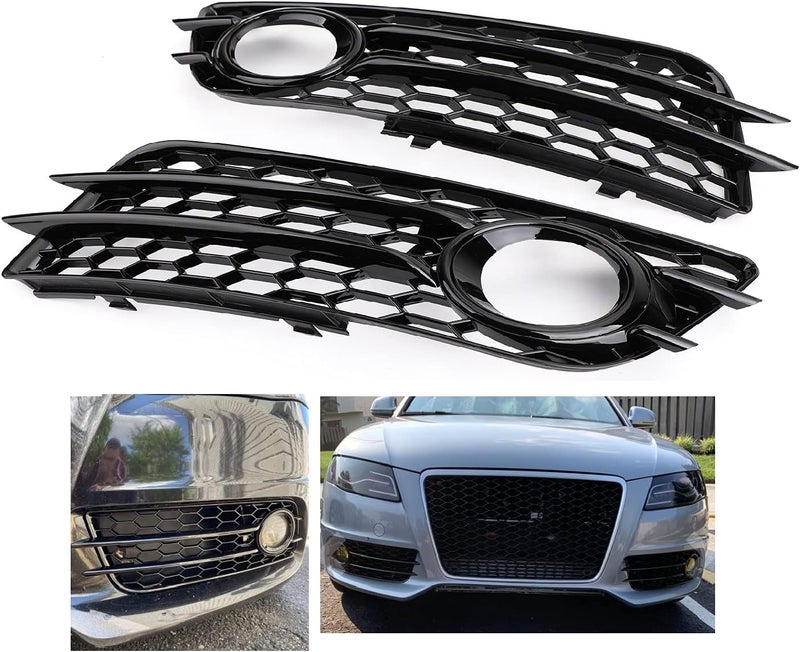 Topteng Honeycomb Style Fog Light Grill Bumper for Audi A4 S-LINE (2008-2012) & Audi S4 (2008-2012) - Image 2