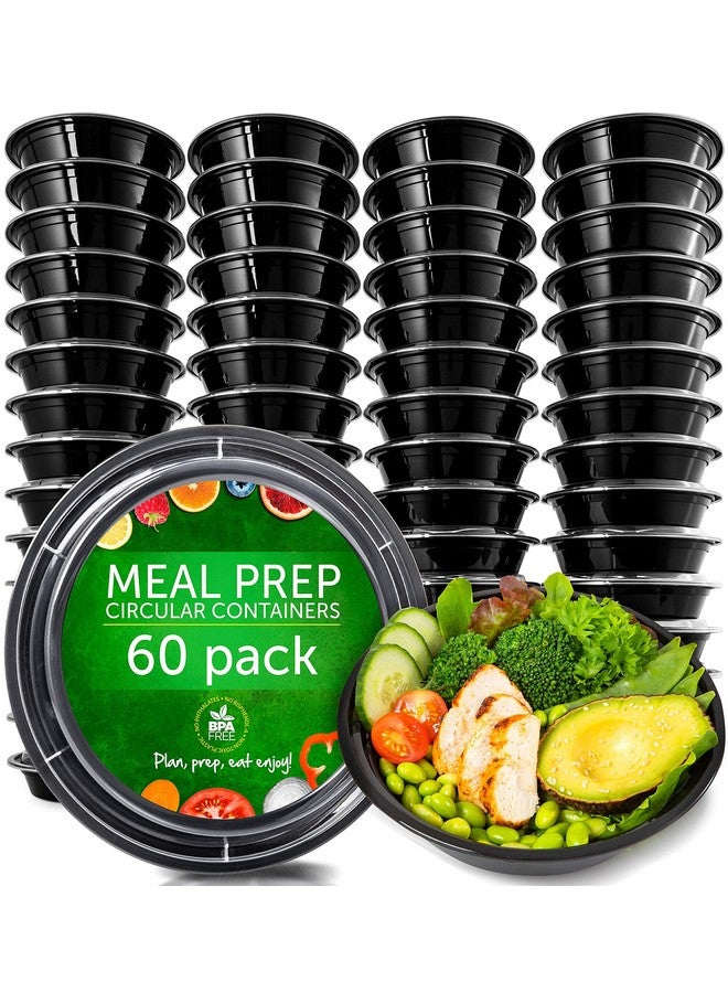 بريب ناتشورالز عبوات بلاستيكية قابلة لإعادة الاستخدام من PrepNaturals مع أغطية، عبوة من 60 قطعة، باللون الأسود، أوعية تحضير وجبات الطعام، حاويات غداء، خالية من BPA وPVC والفثالات، آمنة للاستخدام في الميكروويف والفريزر - Image 1