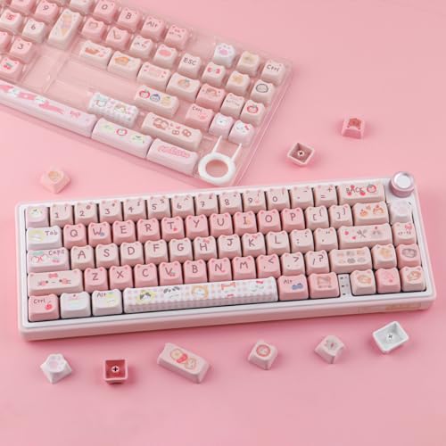 TYRIXKI PBT Keycaps 140 Keys Pink Meow Meow Cat Keycaps Dye-Sublimation Cute Keycap Mao Profile Custom Keycap for Cherry Gateron MX Swithes Mechanical Gaming Keyboards - Image 5