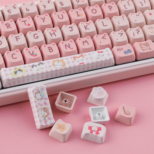 TYRIXKI PBT Keycaps 140 Keys Pink Meow Meow Cat Keycaps Dye-Sublimation Cute Keycap Mao Profile Custom Keycap for Cherry Gateron MX Swithes Mechanical Gaming Keyboards - Image 4