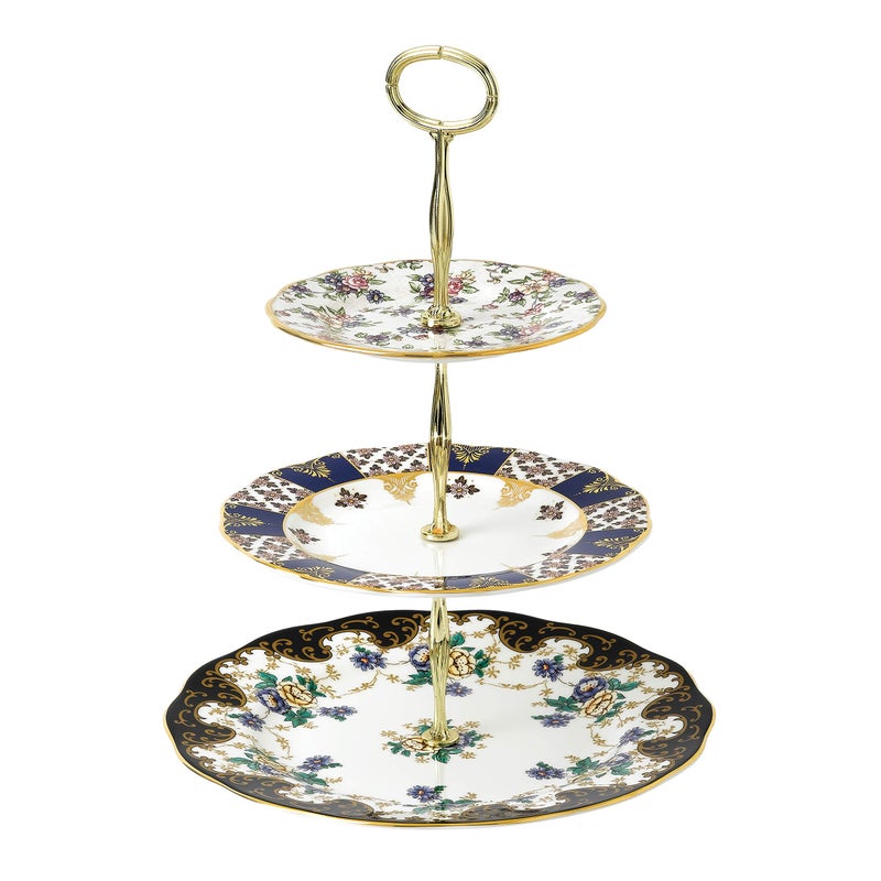 Royal Albert 100 Years Cake Stand ThreeTier English Chintz Regency Duchess