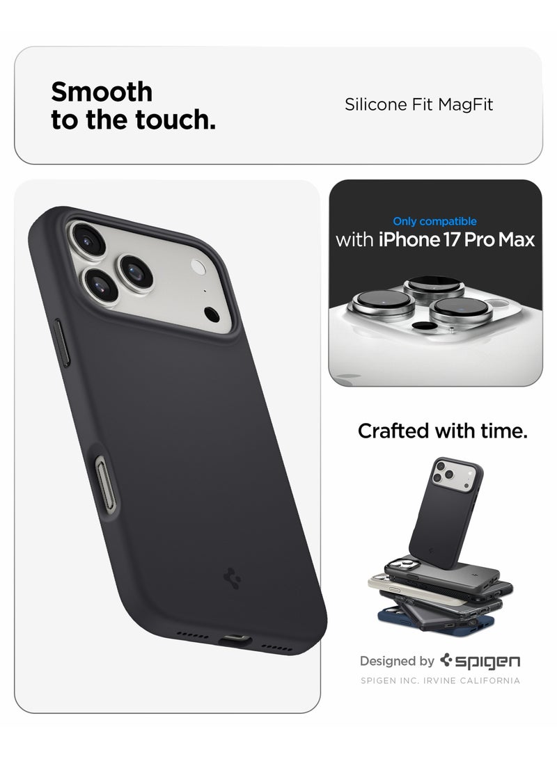 Spigen Silicone Fit MagFit for iPhone 17 Pro Max MagSafe Case Cover - Black - Image 2