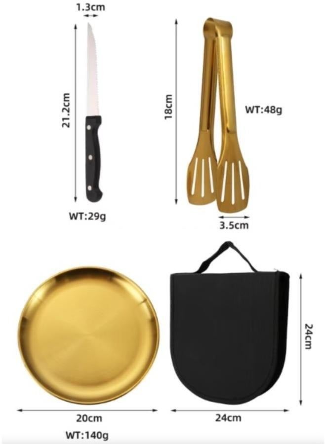 Generic Outdoor Picnic Tableware, Camping Dinnerware Set with Spoon Fork Knife, 9 Piece Silverware Set With Organizer, Portable Stainless Steel Flatware Set - Image 3