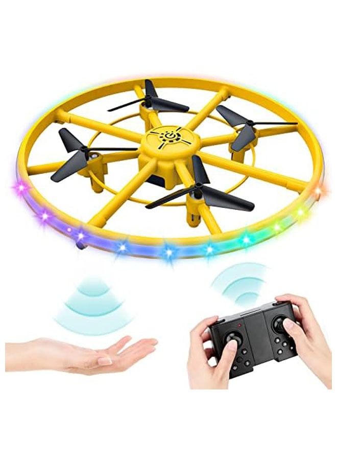 Mini Drone for Kids 8 12 12 14 8 Inch Kid Flying UFO Drone with Colorful Lights RC Quadcopter for Beginners Adults Gift with 2 Batteries Full ProtectionOne Key TakeoffLanding3D Flip - Image 1