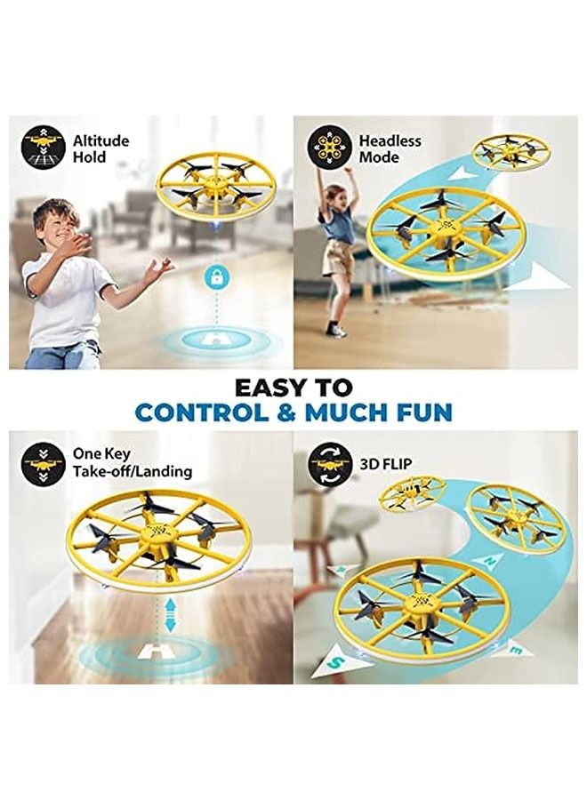 Mini Drone for Kids 8 12 12 14 8 Inch Kid Flying UFO Drone with Colorful Lights RC Quadcopter for Beginners Adults Gift with 2 Batteries Full ProtectionOne Key TakeoffLanding3D Flip - Image 2