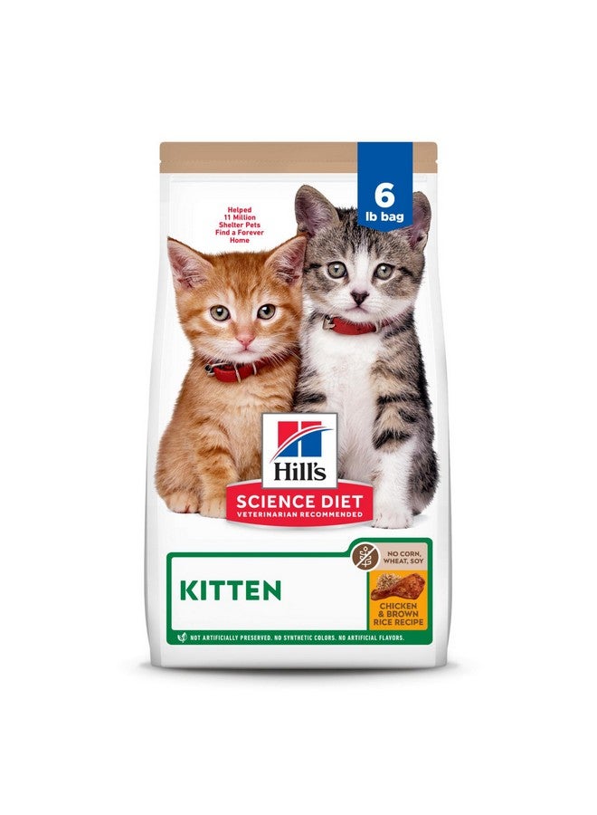 هيلز ساينس دايت كيتن، تغذية ممتازة للقطط، طعام جاف للقطط، خالي من الذرة والقمح وفول الصويا والدجاج والأرز البني، كيس 6 أرطال - Image 1
