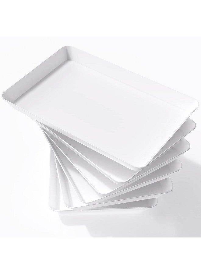 Lifewit Serving Tray Plastic for Party Supplies, 15" x 10" Platters for Serving Food, 6 pcs White Reusable Tray for Veggie, Snack, Fruit, Cookies, Desserts in Kitchen/Pantry Organization - Image 1
