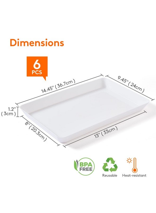 Lifewit Serving Tray Plastic for Party Supplies, 15" x 10" Platters for Serving Food, 6 pcs White Reusable Tray for Veggie, Snack, Fruit, Cookies, Desserts in Kitchen/Pantry Organization - Image 2