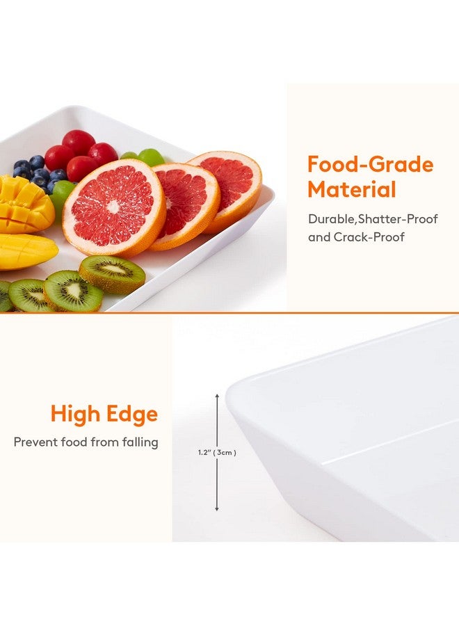 Lifewit Serving Tray Plastic for Party Supplies, 15" x 10" Platters for Serving Food, 6 pcs White Reusable Tray for Veggie, Snack, Fruit, Cookies, Desserts in Kitchen/Pantry Organization - Image 3