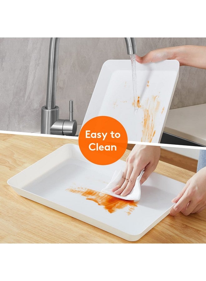 Lifewit Serving Tray Plastic for Party Supplies, 15" x 10" Platters for Serving Food, 6 pcs White Reusable Tray for Veggie, Snack, Fruit, Cookies, Desserts in Kitchen/Pantry Organization - Image 5