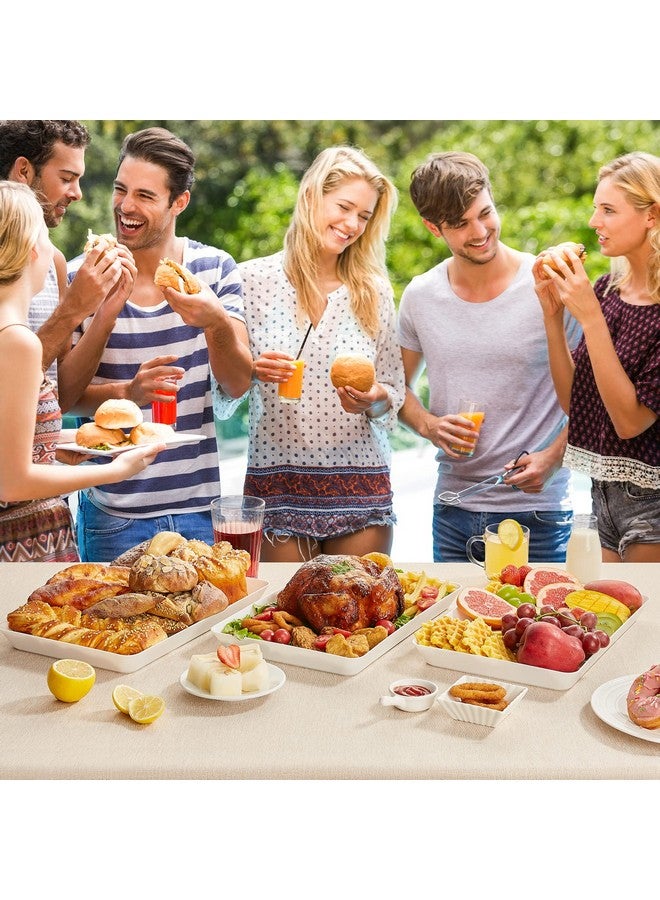 Lifewit Serving Tray Plastic for Party Supplies, 15" x 10" Platters for Serving Food, 6 pcs White Reusable Tray for Veggie, Snack, Fruit, Cookies, Desserts in Kitchen/Pantry Organization - Image 4