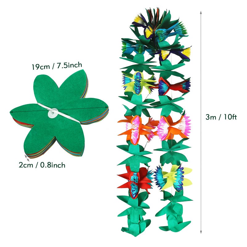 KESOTE 3 Pack Tropical Paper Flower Garland Luau Party Decorations, 30FT Tissue Flower Banner for Hawaiian Summer Tiki Bar Tropical Party Decor - Image 3
