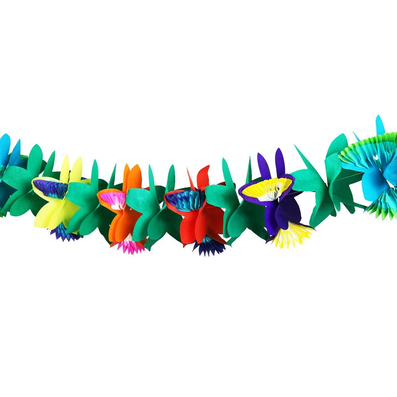KESOTE 3 Pack Tropical Paper Flower Garland Luau Party Decorations, 30FT Tissue Flower Banner for Hawaiian Summer Tiki Bar Tropical Party Decor - Image 2